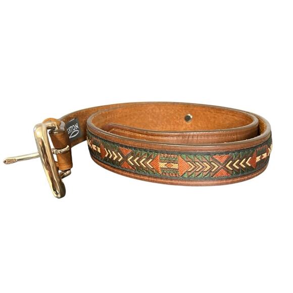 Brighton Other - Brighton Buffalo Nickel Brown Leather Southwest Design Western Belt 32"